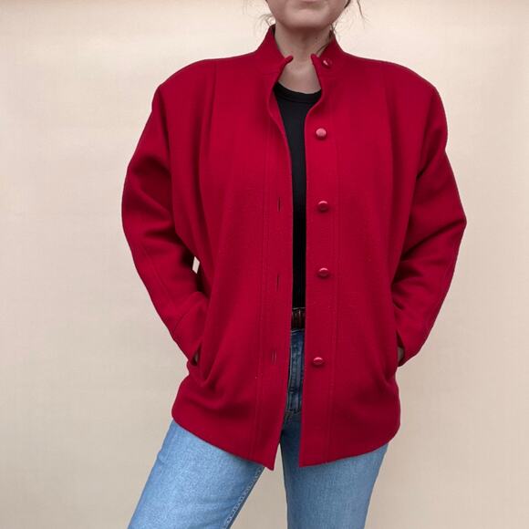 Vintage 1970's Wool Red Jacket, button up, Size 6 M - Picture 12 of 16